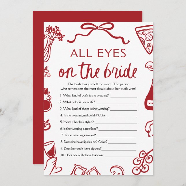 Convite Italiano Todos Os Olhos No Jogo Do Chá de panela D (Frente/Verso)