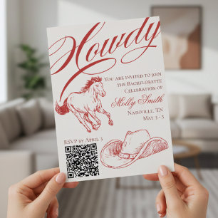 Convite Itinerário da Bachelorette Vermelha Ocidental Ilus