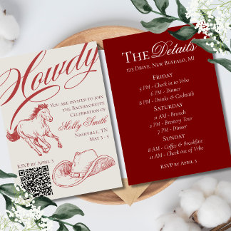 Convite Itinerário da Bachelorette Vermelha Ocidental Ilus