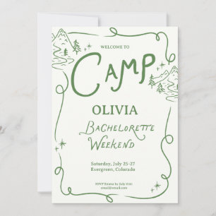 Convite Itinerário de Acampamento Verde para Despedida de
