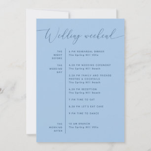 Convite Itinerário de Casamento Azul Pastel Celeste Cron