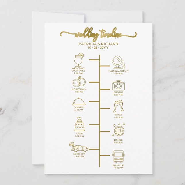 Convite Itinerário de Casamento Coquetel - Ícone de Boas-V (Frente)