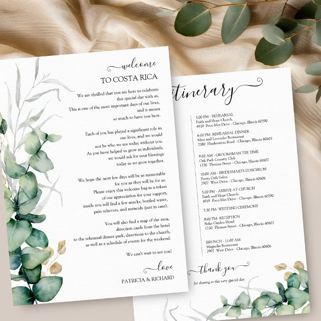 Convite Itinerário de Casamento de Fim de Semana Folhagem  (Criador carregado)