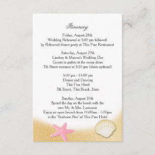 Convite Itinerário de Casamento Sparkle Beach Seashell Ros