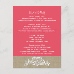 Convite Itinerário de casamento tropical na praia Sea Garl
