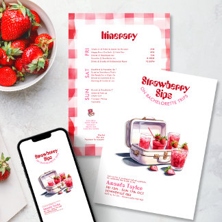 Convite Itinerário de Despedida de Solteira com Morango Vi