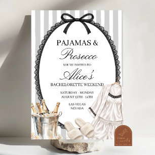 Convite Itinerário de despedida de solteira com pijamas e