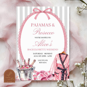 Convite Itinerário de despedida de solteira com Pink Pjs e