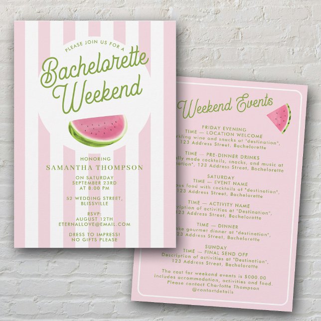 Convite Itinerário de Despedida de Solteira Fim de Semana  (Bachelorette Itinerary Bach Weekend Retro Summer Invitation)