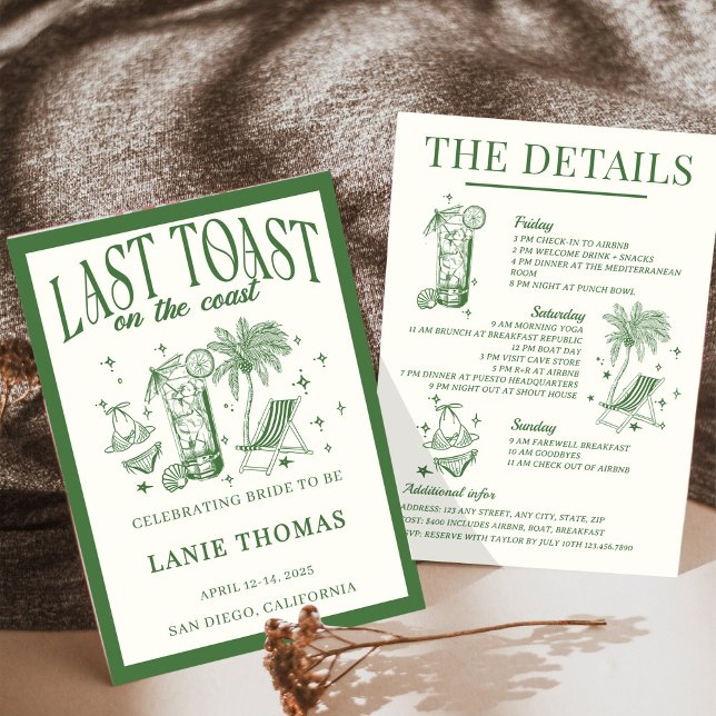 Convite Itinerário de despedida de solteira na costa para  (Criador carregado)