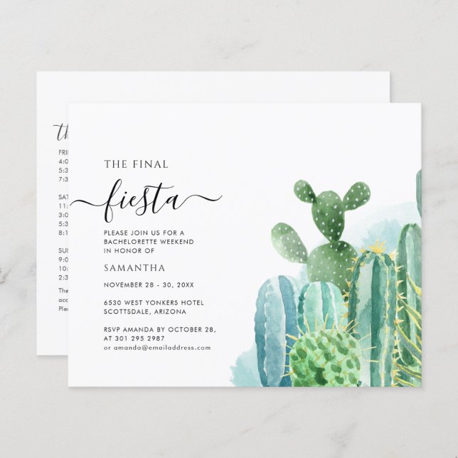 Convite Itinerário de Festa de Bachelorette de Orç (Frente/Verso)