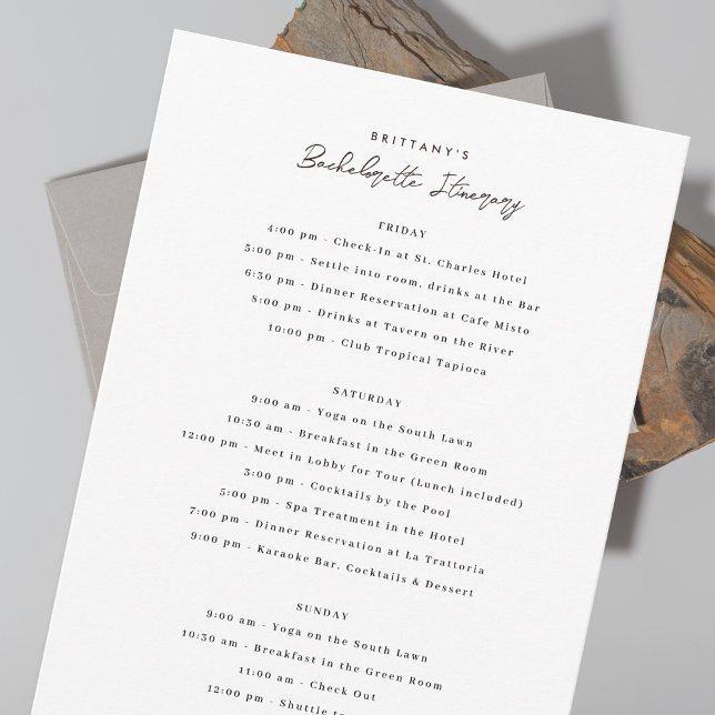 Convite Itinerário de Fim de Semana Bachelorette (Criador carregado)