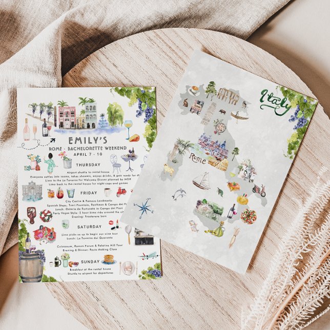 Convite Itinerário de Fim de Semana Bachelorette | Roma, I (Criador carregado)