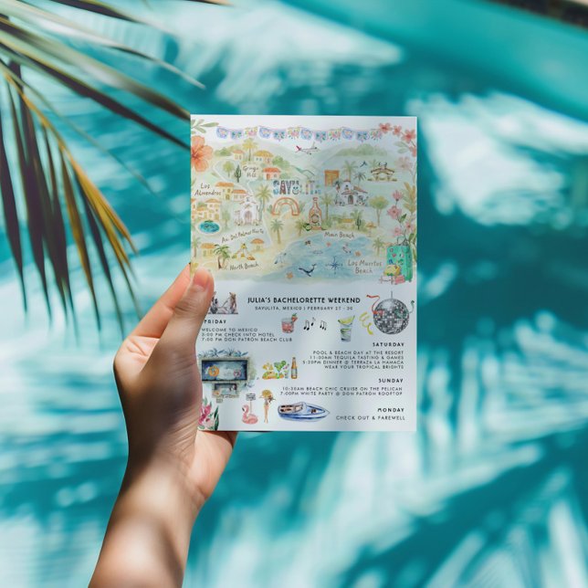 Convite Itinerário de Fim de Semana Bachelorette | Sayulit (Criador carregado)