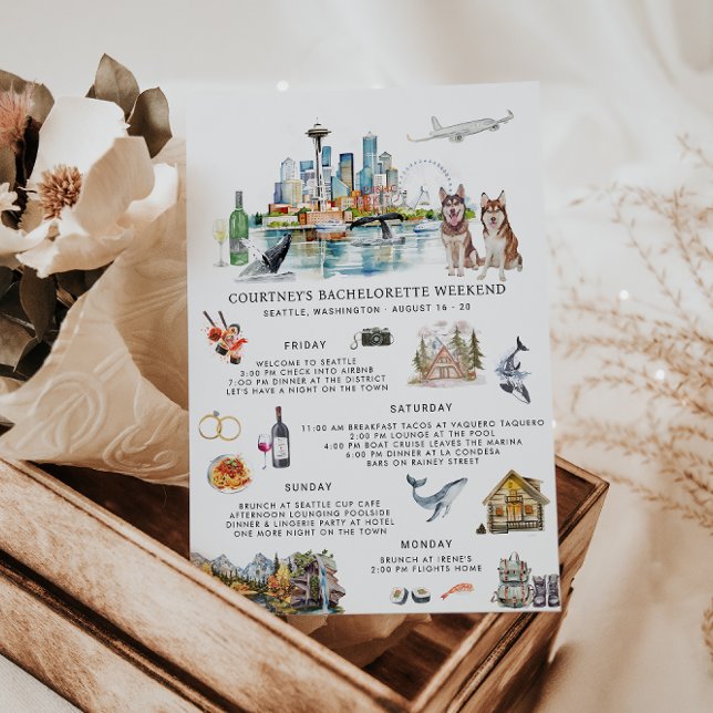 Convite Itinerário de Fim de Semana Bachelorette | Seattle (Criador carregado)