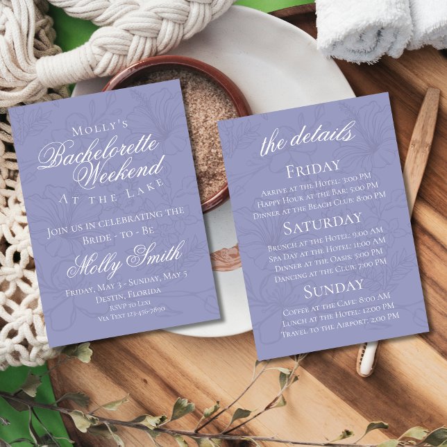 Convite Itinerário de Fim de Semana da Bachelorette Botâni (Bachelorette itinerary invite with modern font – perfect for engagement or bridal celebrations!)