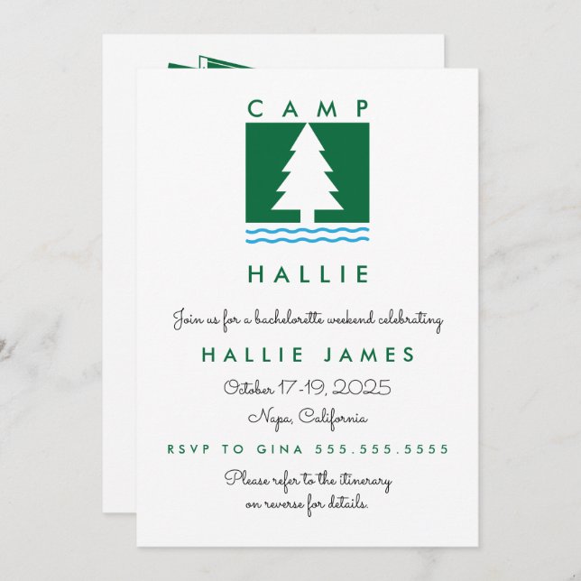 Convite Itinerário de Fim de Semana da Festa de Despedida  (Frente/Verso)