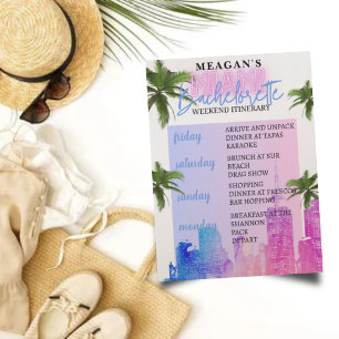 Convite Itinerário de Fim de Semana da Solteira   Miami Be