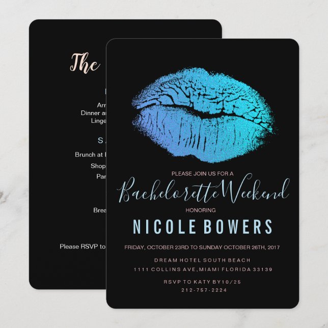 Convite Itinerário de Fim de Semana de Bachelorett (Frente/Verso)