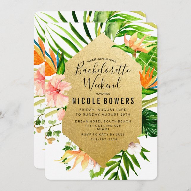 Convite Itinerário de Fim de Semana de Bachelorett (Frente/Verso)