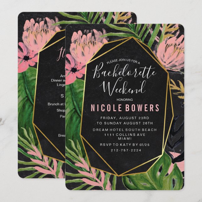 Convite Itinerário de Fim de Semana de Bachelorett (Frente/Verso)