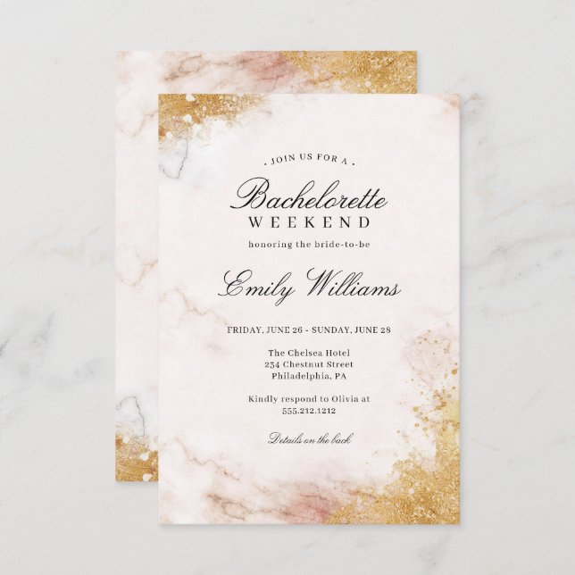 Convite Itinerário de Fim de Semana de Bachelorett (Frente/Verso)
