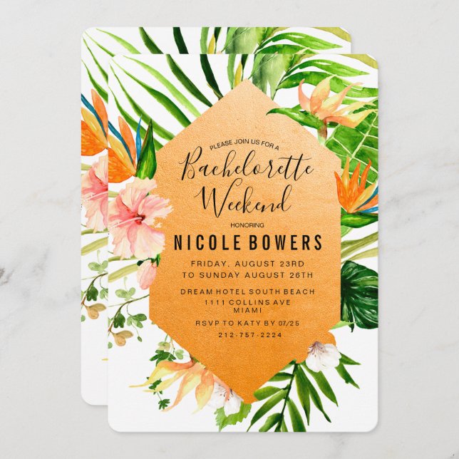 Convite Itinerário de Fim de Semana de Bachelorett (Frente/Verso)