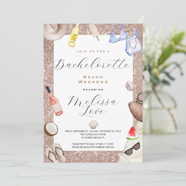 Convite Itinerário de Fim de Semana de Bachelorett (Em pé/Frente)
