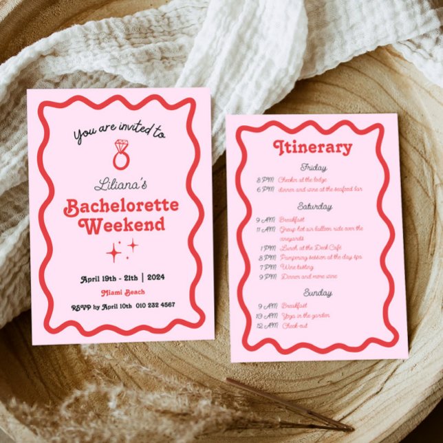 Convite Itinerário de Fim de Semana de Bachelorette de Ond (Criador carregado)