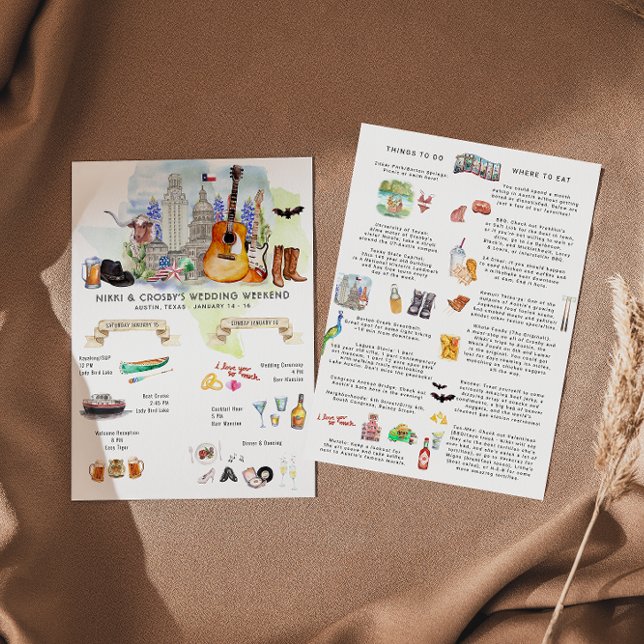 Convite Itinerário de Fim de Semana de Casamento | Austin, (Criador carregado)