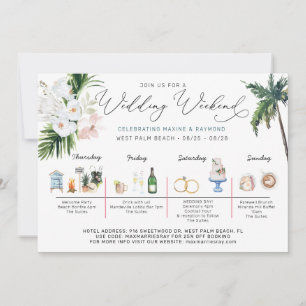 Convite Itinerário de Fim de Semana de Casamento Praia T