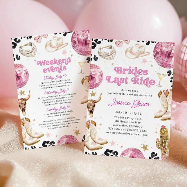 Convite Itinerário de Fim de Semana de Despedida de Soltei (Criador carregado)