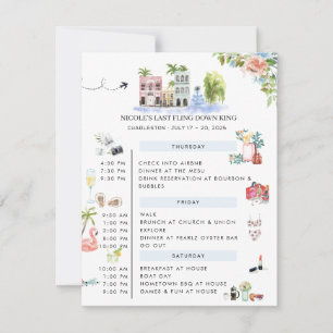 Convite Itinerário de Fim de Semana de Solteira Charlest