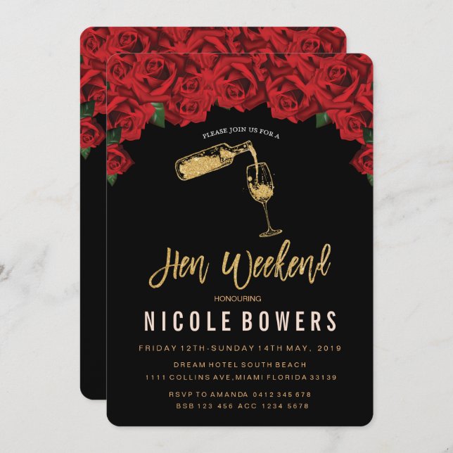 Convite Itinerário de Fim de Semana Hen (Frente/Verso)