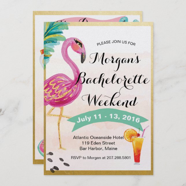 Convite Itinerário de Fim de Semana para Meninas (Frente/Verso)