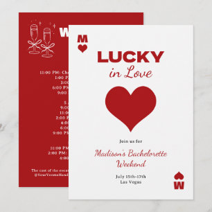 Convite Itinerário de Solteira Chic Fun Red Lucky In Love