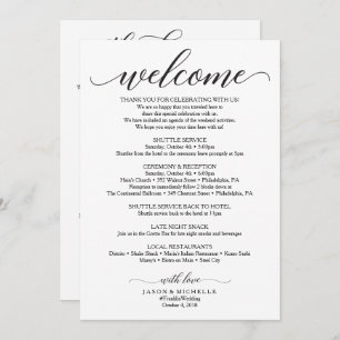 Convite Itinerário do Casamento Duplo Lado - Boas-vindas