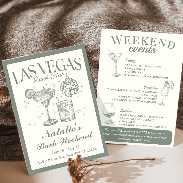 Convite Itinerário do Cocktail Social Bachelorette de Las  (Criador carregado)