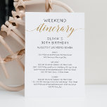 Convite Itinerário do Dia de Aniversário Dourado do Elegan<br><div class="desc">Linha do tempo de programação do Faux calligráfico Dourado Moderno Elegante. Design apresenta um esquema de texto elegante e moderno. Para fazer alterações avançadas,  selecione a opção "Clique para personalizar mais" em Personalizar este modelo.</div>