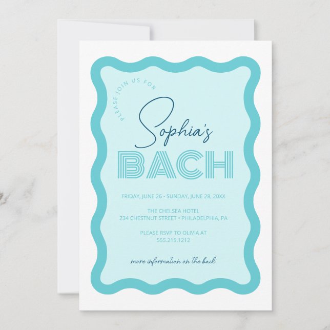 Convite Itinerário do Ficheiro de Frame Wavy Retro Bachelo (Frente)