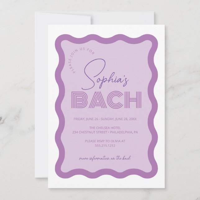 Convite Itinerário do Ficheiro de Frame Wavy Retro Bachelo (Frente)