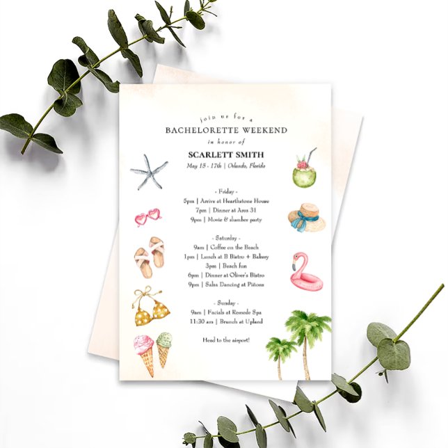 Convite Itinerário do Fim de Semana da Bachelorette de Pra (Criador carregado)