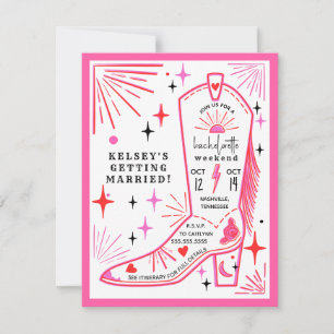 Convite Itinerário do Fim de Semana da Bachelorette Rosa-C