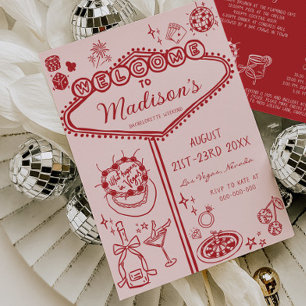 Convite Itinerário do Fim de Semana da Bachelorette Vermel