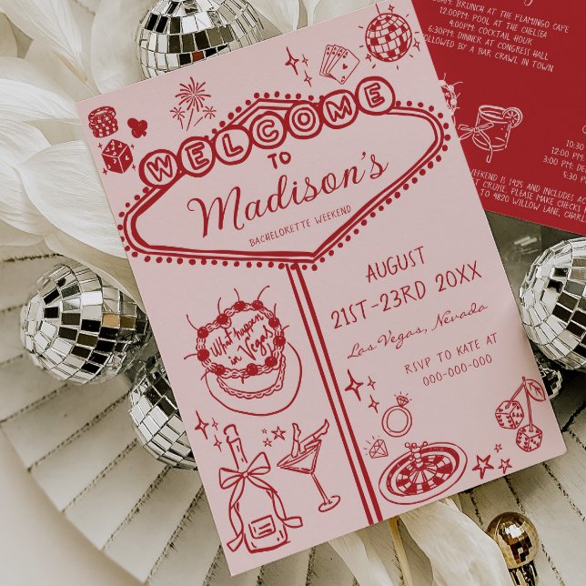 Convite Itinerário do Fim de Semana da Bachelorette Vermel (Criador carregado)