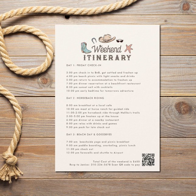 Convite Itinerário do Fim de Semana da Cowgirl Costeira (Criador carregado)