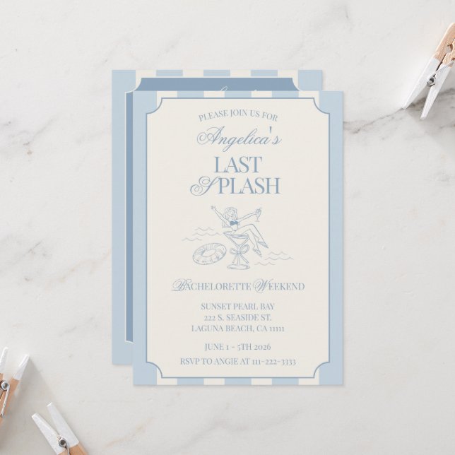 Convite Itinerário do Fim de Semana da Despedida de Soltei (Frente/Verso In Situ)