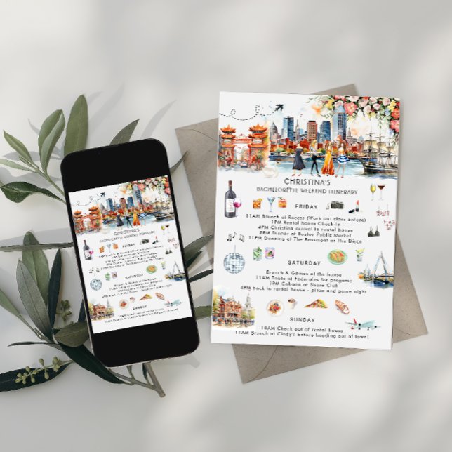 Convite Itinerário do Fim de Semana da Noiva | Boston (Criador carregado)