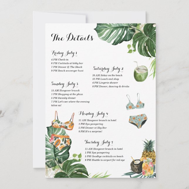 Convite Itinerário do Fim de Semana da Praia da festa de s (Verso)