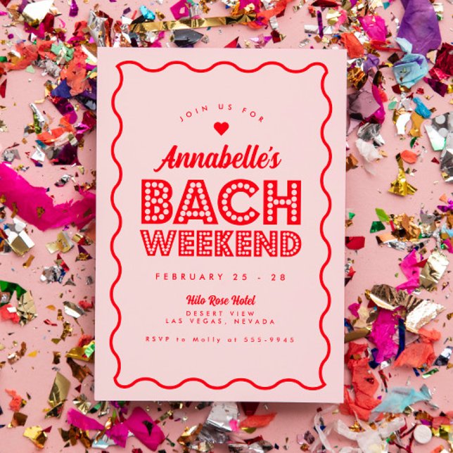 Convite Itinerário do Fim de Semana das Luzes Rosa ondulad (Criador carregado)